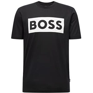 BOSS Maglietta Uomo In Cotone Interlock Con Stampa A Righe C - Vestibilità Ampia, Girocollo - Grigio