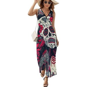 Viola Vestito Lungo Estivo Donna Abito Senza Maniche Scollo A V Maxi Abito da Spiaggia Viola Vestito Lungo Estivo Donna Abito Senza Maniche Scollo A V Maxi Abito da Spiaggia