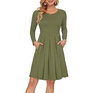 Abito Swing Donna YMING – Manica Corta Girocollo – Verde – Taglia 3XL – Casual E Comodo