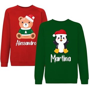 Fashwork Coppia Felpe Girocollo Natale Natalizie Lui E Lei Personalizzabile - PERSONALIZZA Con - Foto 3