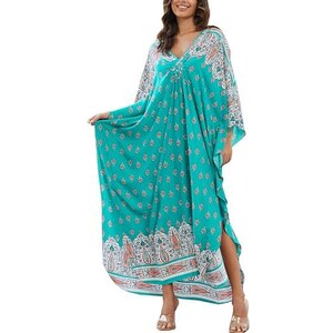 Positano Amazon Caftano Donna Lungo Per Spiaggia - Vestito Estivo In Poliestere Con Maniche A Pipistrello Vestiti Da Mare Donna
