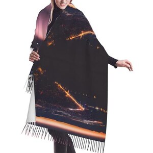 Sciarpa Collana Donna Con Ciondolo Wufeng - Sciarpa Lunga 180x40 Cm In Poliestere, Con Frange E Pendente In Resina, Scialle Leggero Per Autunno, Inverno E Primavera - 3