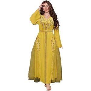 Abito Abaya Musulmano, Moda Hijab, Vestiti Lunghi, Caftano Marocchino, Abito Islamico di Dubai, Abbigliamento Turco, Vestiti Africani