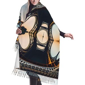 Sciarpa Da Donna Con Frange Con Stampa Di Fiori Di Loto Rosa, Scialle - Foto 10