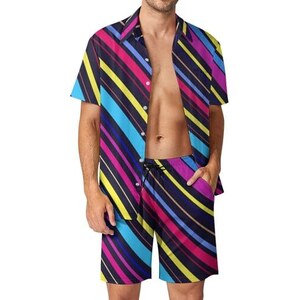 HLBSDM Set da uomo con camicia hawaiana e pantaloncini, 2