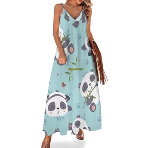 FENAC Pinguino Divertente Vestito Lungo Estivo Donna Abito Senza Maniche Scollo A V Maxi Abito Da Spiaggia 125890202
