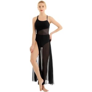 Iefiel Donna Abiti Da Ballo Latino Chiffon Vestito Da Ginnastica Ritmica Costume Di Danza Body