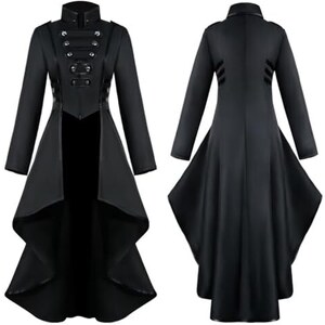 Giacca Steampunk Gotica Vittoriana Con Pizzo E Rosa – Raven Gothic – Taglia M/L, Nero