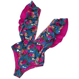 Costume Intero Donna Con Volant - Scollo A V, Vita Alta, Controllo Pancia, In Nylon E Spandex