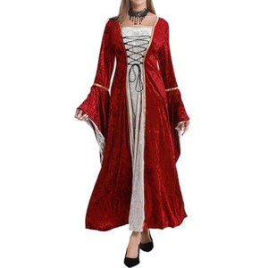 Abito Rinascimentale Donna SCARLET DARKNESS - Senza Spalline, In Pizzo, Stile Medievale