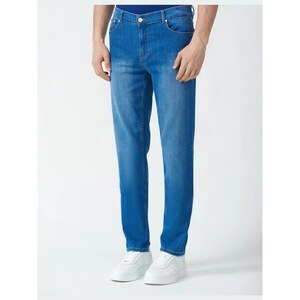 Pantalon Femme TRUSSARDI En Coton Bleu - Taille M/44, Coupe Cavallo, Occasion Très Bon état
