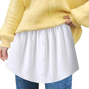 Minigonna Estensione Camicia - Finto Top A Strati Con Elastico In Vita, Bianco