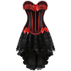 Costume Vittoriano Burlesque Corsetto Donna BJMAND Overbust - Vittoriano Con Gonna Tutu Burlesque Bustier Con Gonna - Foto 8