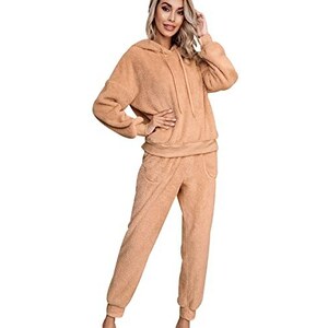 SELINK Tuta Da Donna 2 Pezzi – Felpa Righe E Pantaloncini – Casual Vestito Da Viaggio – Marrone, Small - 3