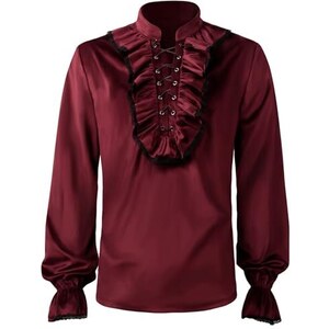 PARKLEES Camicie da uomo in cotone retrò con lacci a | FindTheDeal
