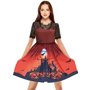 Generisch Abito Da Donna Nero A Zucca Lunghezza Al Ginocchio, Per - Foto 10