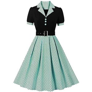 Abito Vintage Anni '50 OBEEII A Pois - Modello A-Line Rockabilly Con Cintura - Taglie S-XXL - Per Feste E Cocktail