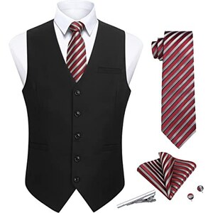 Gilet Uomo Elegante Paisley Con Cravatta E Fazzoletto - Set Per Matrimoni, Feste E Cerimonie - Foto 2