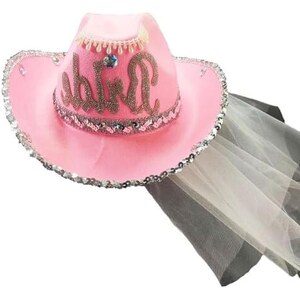 MGupzao Cappello Da Cowgirl Con Strass Per Addio Al Nubilato – Nero – Accessorio Per Feste A Tema Western