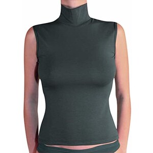 Irevial Top A Collo Alto Donna Senza Manica Canottiera Lupetto Smanicato Dolcevita Top Slim Fit Per Primavera Estate Autunno Inverno Nero Xxl 104170922