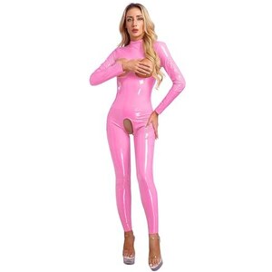 Donna Body Lingerie Sexy In Pelle E Maglia Con Cerniera Anteriore - Foto 3