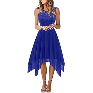 Abito Da Sera In Pizzo E Chiffon - Lungo, Vita Alta, Sexy, Per Cerimonie E Occasioni Speciali - Foto 8