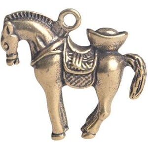 Portachiavi JA Horse Con Ciondolo Cavallo E Ferro Di Cavallo, Dimensione 9 Cm, Colore Ferro