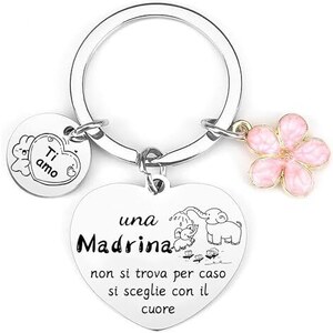 Portachiavi Per Madrina Battesimo - Regalo Personalizzato Con Ciondolo In Acciaio - Foto 3