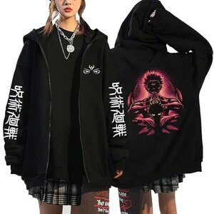 Flowereyes Felpa Con Cappuccio Zip Donna Y2K – Stile Hip Hop Gothic Harajuku, Oversize Con Stampa Teschio, Nera