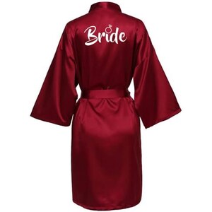 Accappatoio Kimono Da Sposa In Raso Con Scritta Glitterata 'Bridesmaid' - Champagne, Taglia S - 4