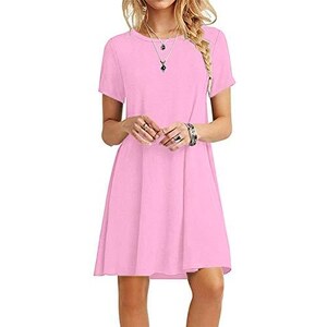 Abito da donna a righe, a maniche corte, con scollo a V, estivo, casual, casual, lungo, da spiaggia, con stampa floreale, O bianco., S