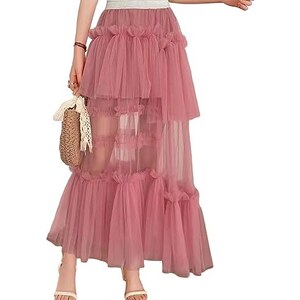 Loalirando Gonna Lunga Donna Elegante più Strati di Tulle Gonna Donna