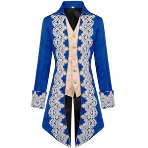Giacca Uomo Steampunk, Cappotto Gotico Steampunk Frack da Uomo Medievale Vittoriana Vintage Uniforme Lunga Smoking Costume Pirata per Carnevale Giacca Vittoriana Carnevale