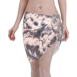 Yincro Costume da bagno da donna in chiffon con nappa, copricostume da bagno, nero, Small-Medium