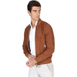 D'Arienzo Giacca Moto Uomo In Vera Pelle Di Agnello, Modello Hamilton, Made In Italy, Nero, Taglia 52