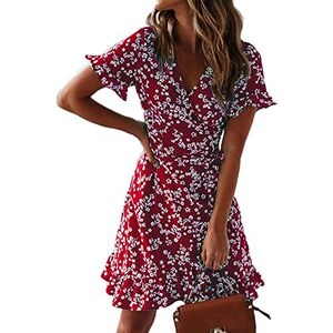 BSBUY Vestito Estivo Casual Sciolto Donna, Abito Lungo Collo Rotondo BSBUY Vestito Estivo Casual Sciolto Donna, Abito Lungo Collo Rotondo