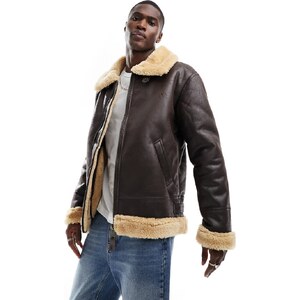 Giacca Da Aviazione In Vero Peli Di Pecora B3 Marrone Da Uomo - Foto 7