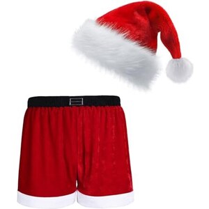 NO - Boxer da uomo con renna Babbo Natale e renna boxer intimo traspirante elastico costume da bagno per ragazzi - Medium