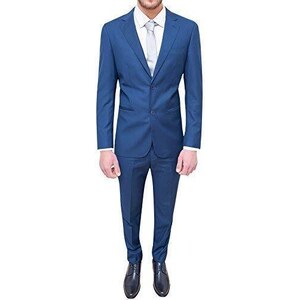 Abito Completo Uomo Sartoriale Slim Fit Vestito Formale Elegante Cerimonia (44, Blu - Foto 2