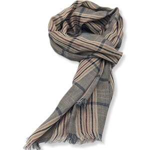 Sciarpa Uomo Ella Jonte | Motivo Batik A Righe | Blu O Grigio | Cotone E Viscosa