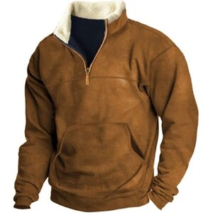 Felpa Uomo Invernale In Pile – Calda, Morbida, Giromanica, Girocollo, Maniche Lunghe, Colore Blu Navy, Taglia M