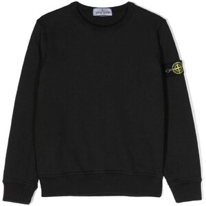 STONE ISLAND KIDS Felpa nera logo Compass - Stileo.it