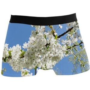 ZORIN Boxer da uomo con fiori di camomilla bianchi elastici, Nero , S