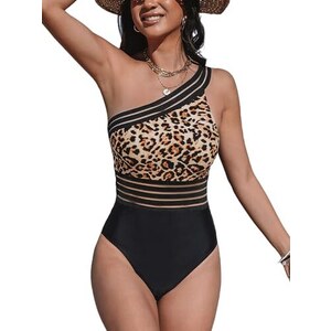 Costume 2 Pezzi Donna Floerns - Tankini Monospalla Con Inserti In Rete A Contrasto - Nero - Taglie S M L XL - 2