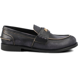 Base London Kennedy - Mocassini Penny Uomo In Pelle Nera Con Soletta Orthlite