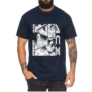 Maglietta Uomo One Piece Zoro Moon Luffy - Manga Anime Stampa - Cotone Morbido, Vestibilità Regolare, Certificata Oeko-Tex