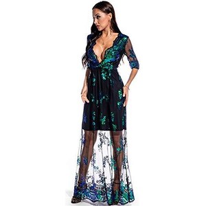 Abito Da Donna Con Paillettes A Maniche Lunghe - Elegante Per Festa, Serata, Capodanno, Nero