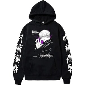 Ubeisy Felpa con cappuccio Symish Anime Gojo Satoru Fushiguro Megumi Yuji Itadori Felpa con cappuccio Cosplay Costume, Nero-1, XX-Small