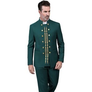 Abito Da Uomo Africano Verde, Completo Matrimonio Sposo Ospite, Cashmere 100% Con Cintura