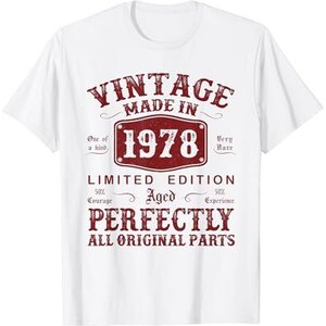 Cityone T-Shirt Donna 'Made In 1978' – Maglietta 100% Cotone Per 44° Compleanno, Idea Regalo Edizione Limitata